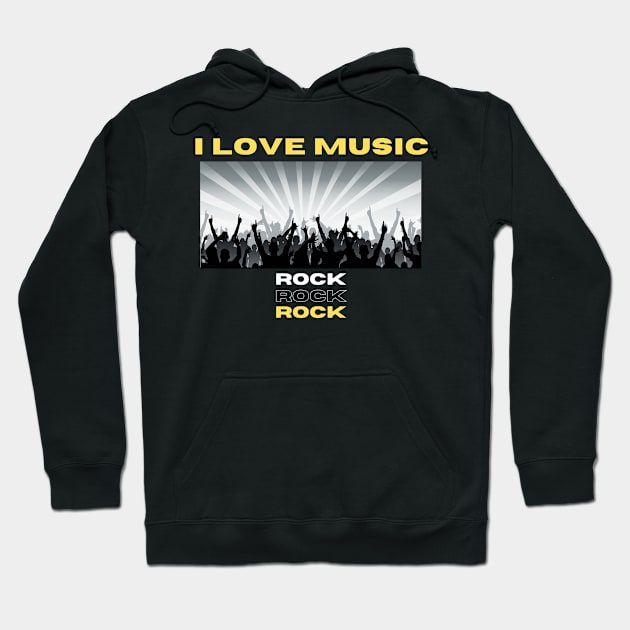 I Love Music Rock Hoodie by Eighteen Plus